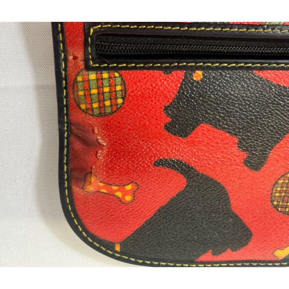 VTG Dooney & Bourke Scottie Dog Red Wallet Clutch Checkbook Card Holder 7" - Picture 12 of 16
